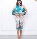 Women's Floral Mock-Neck Cutout-Sleeve Midi Dress