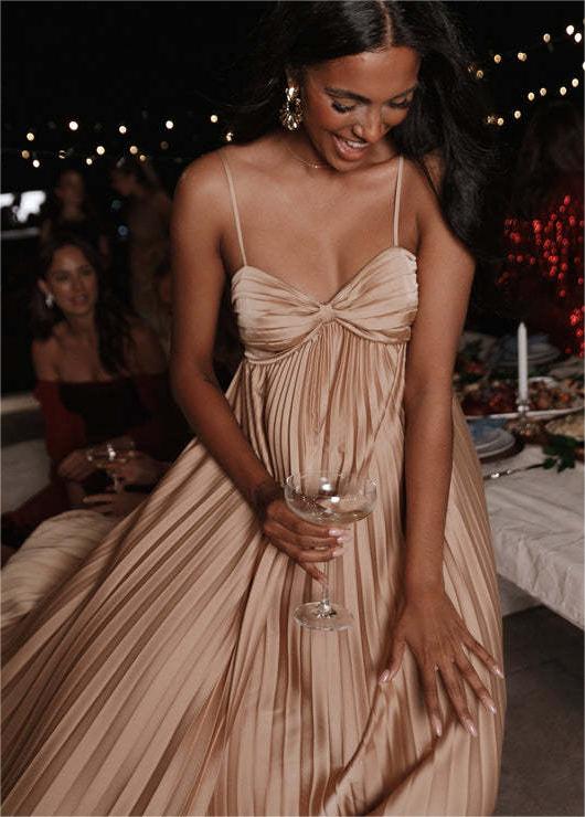 Asymmetric Pleated Strap Dress