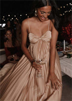 Asymmetric Pleated Strap Dress
