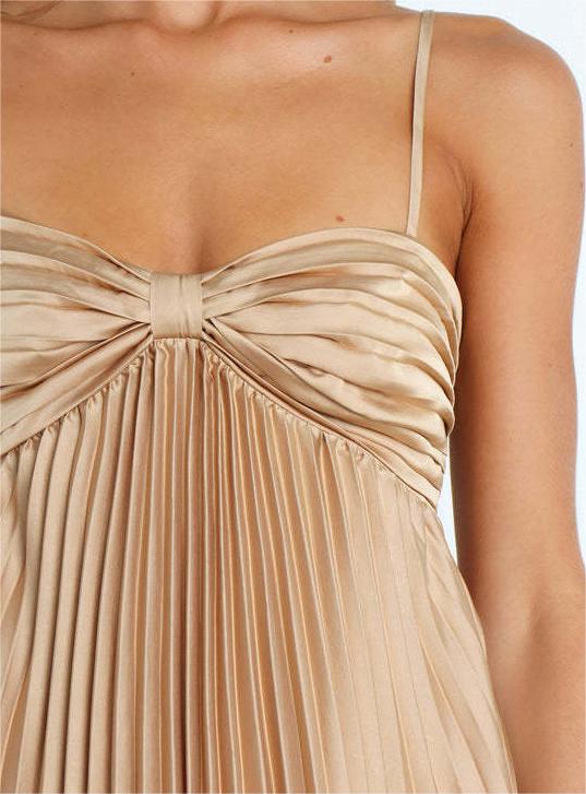 Asymmetric Pleated Strap Dress