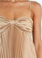 Asymmetric Pleated Strap Dress