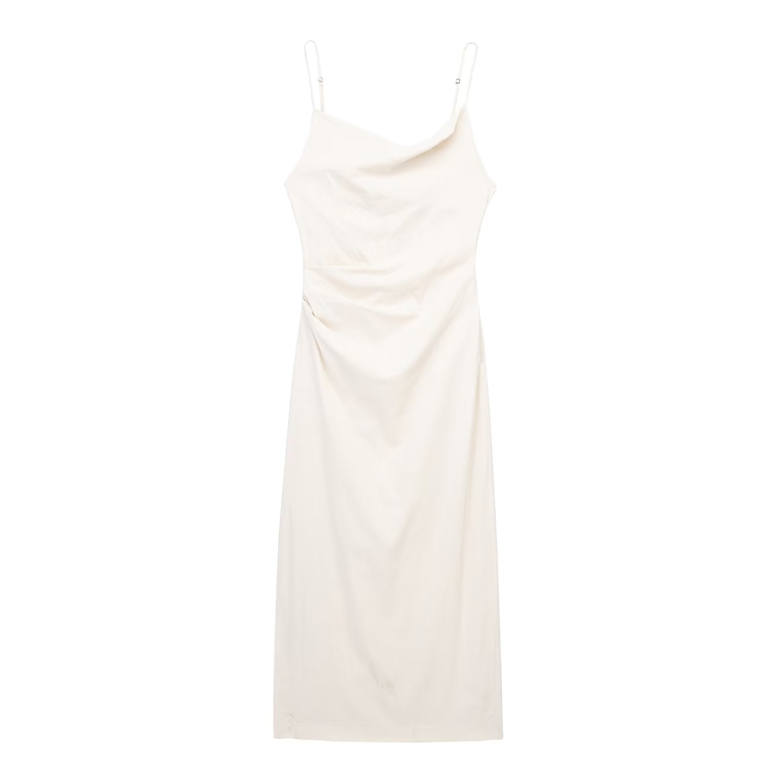 Cross-Strap Pleated Split Midi Dress