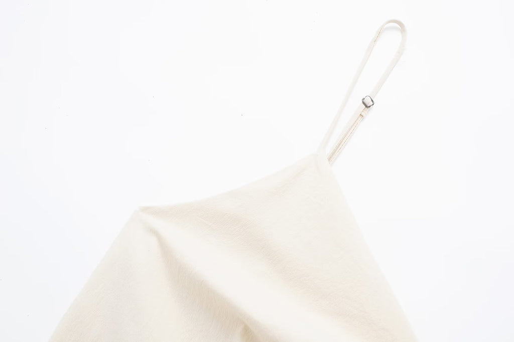 Cross-Strap Pleated Split Midi Dress