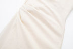 Cross-Strap Pleated Split Midi Dress