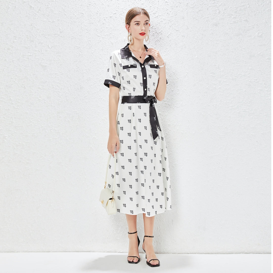 Belted Short-Sleeve Shirt Dress