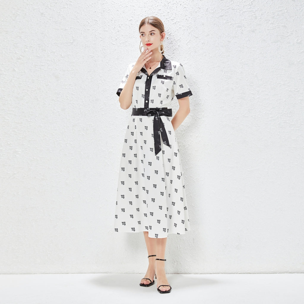 Belted Short-Sleeve Shirt Dress