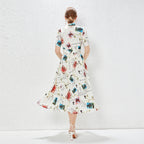 Spring New Elegant Fresh Style Fashion Design Lapel Printed Dress