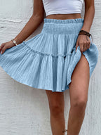 Women's Black Ruffled Tiered A-Line Mini Skirt