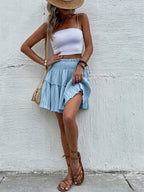 Women's Black Ruffled Tiered A-Line Mini Skirt