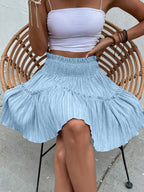Women's Black Ruffled Tiered A-Line Mini Skirt