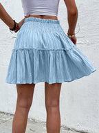 Women's Black Ruffled Tiered A-Line Mini Skirt
