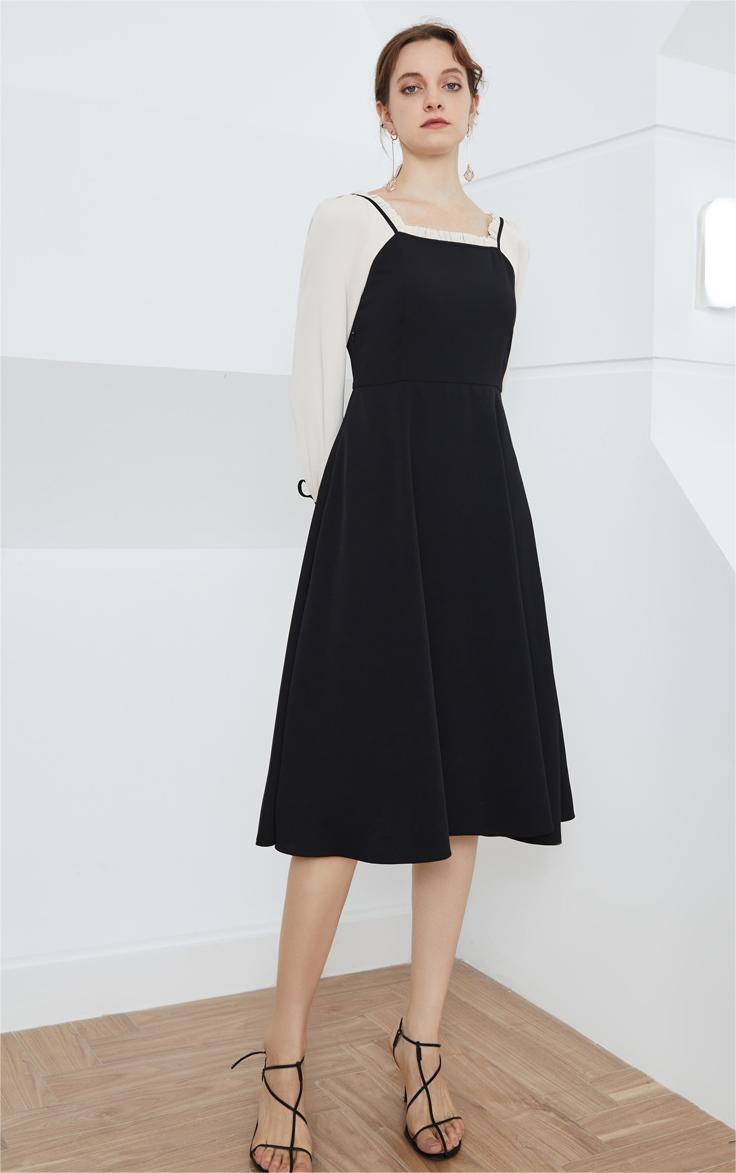 Women's Square-Neck Long-Sleeve Office Dress