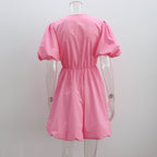 Women's V-Neck Puff-Sleeve Princess Dress