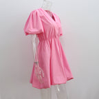 Women's V-Neck Puff-Sleeve Princess Dress