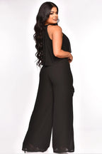 Sleeveless Cropped Top Chiffon High-Waisted Loose Trousers Two-Piece Set