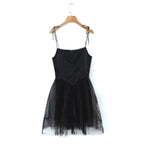 Women's Polka-Dot Spaghetti-Strap Lace Mini Dress