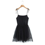 Women's Polka-Dot Spaghetti-Strap Lace Mini Dress