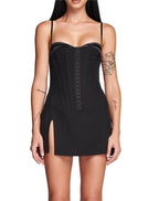Backless Split Cami Mini Dress