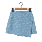 Women's Beard Washed Worn Denim Skirt