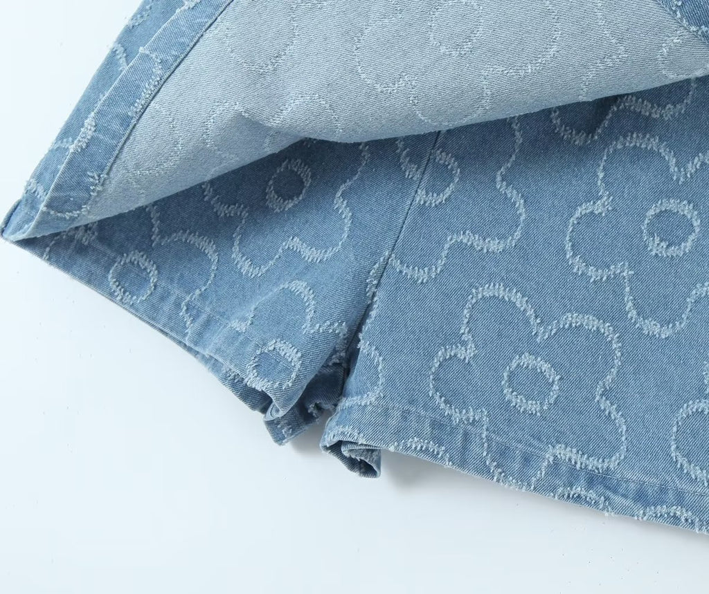Women's Beard Washed Worn Denim Skirt