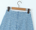 Women's Beard Washed Worn Denim Skirt