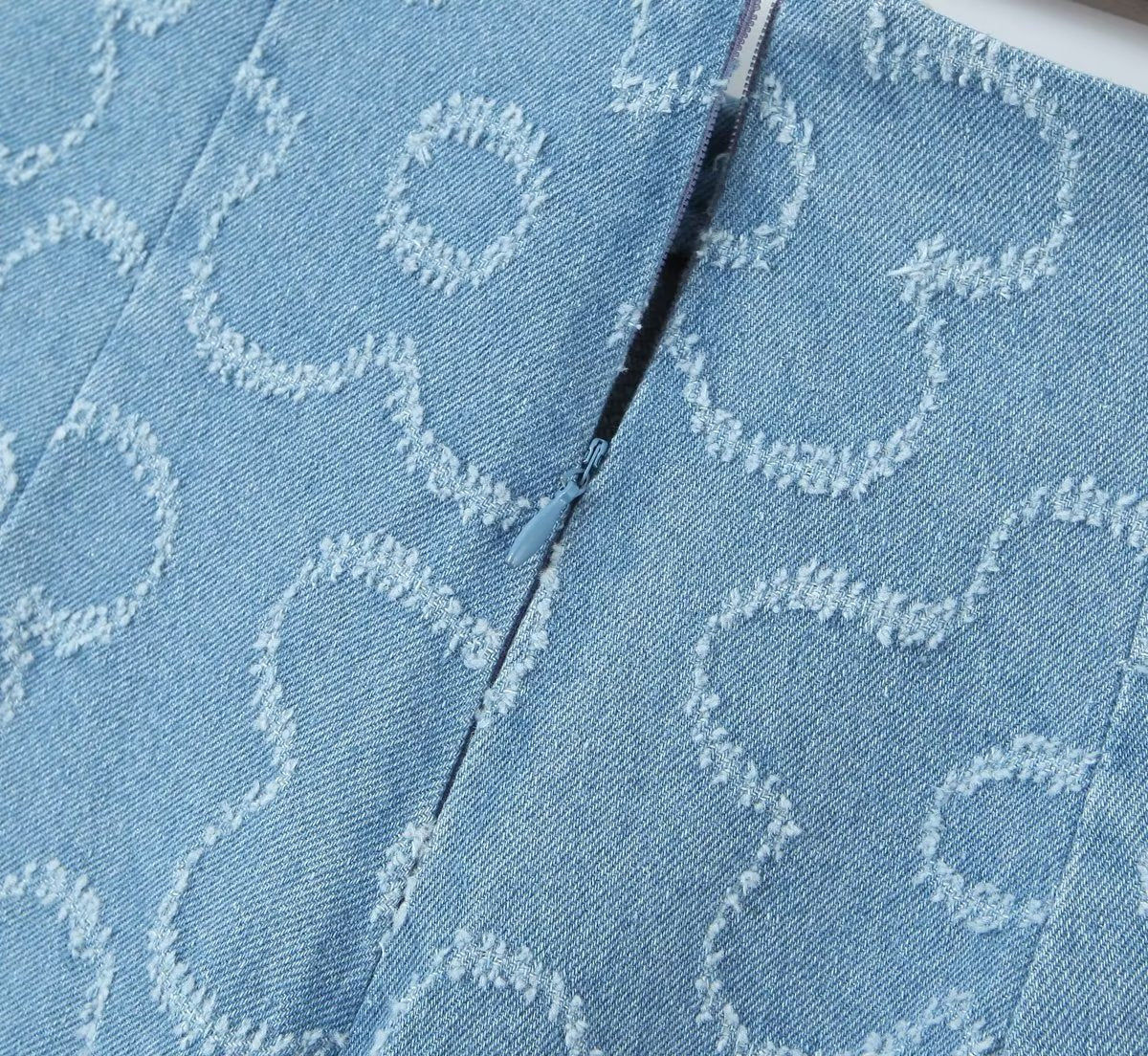 Women's Beard Washed Worn Denim Skirt