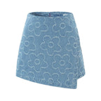 Women's Beard Washed Worn Denim Skirt