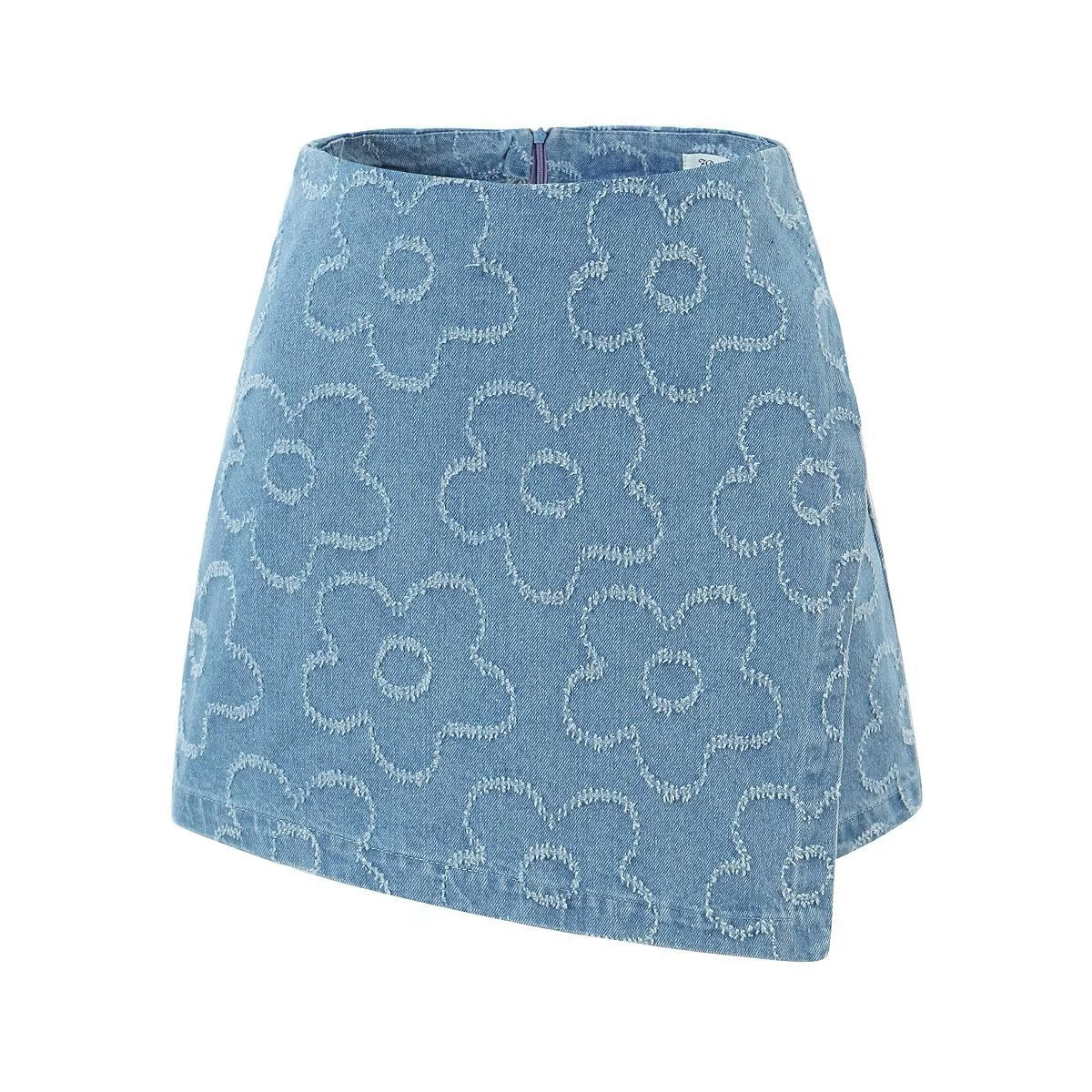 Women's Beard Washed Worn Denim Skirt