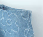 Women's Beard Washed Worn Denim Skirt