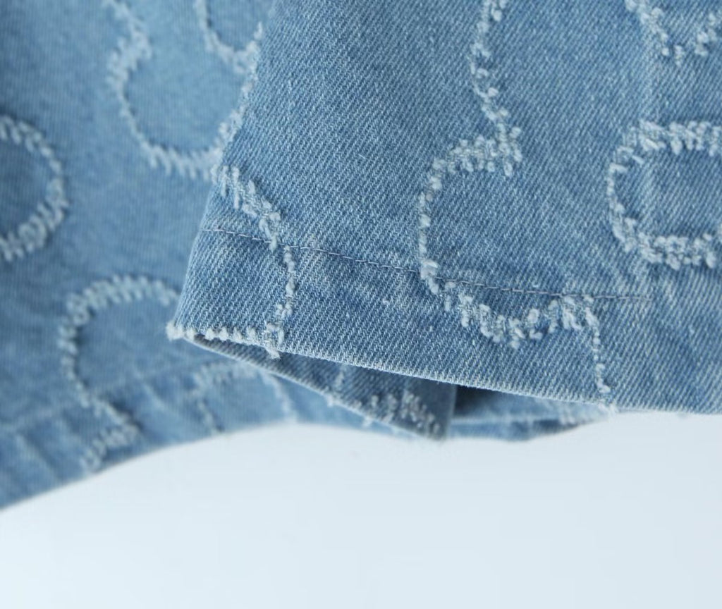 Women's Beard Washed Worn Denim Skirt