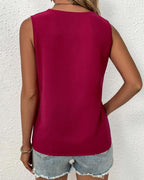 Women's Lace-Detail V-Neck Sleeveless Top – Relaxed Vest