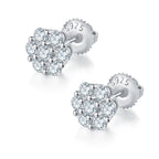 S925 silver moissanite cluster stud earrings