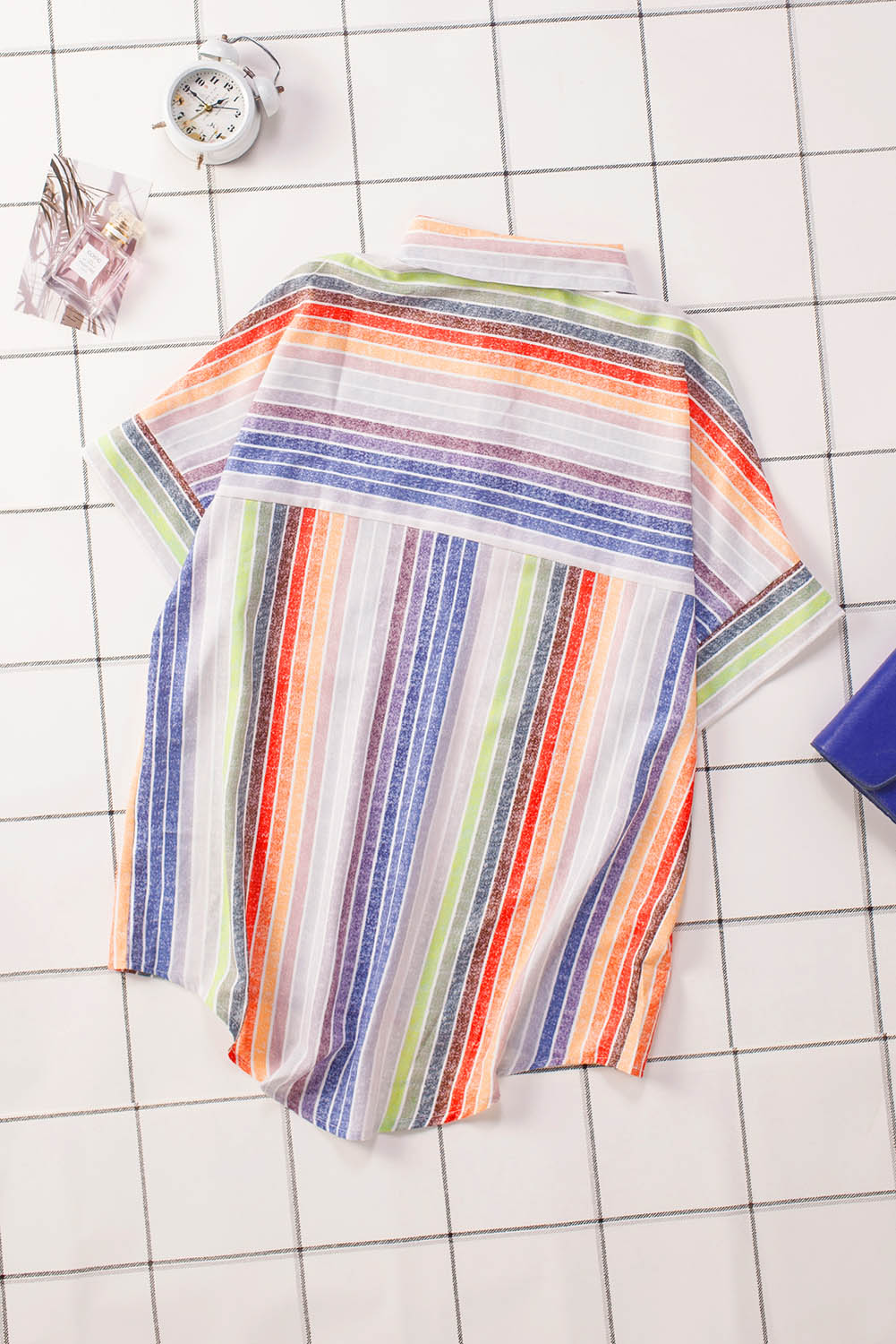 Women's Orange Happier With You Striped Button Top