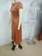 Women's Satin Backless Split A-Line Midi Dress