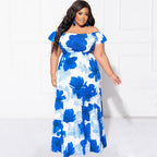 Plus Size Off Shoulder Irregular Asymmetric Off Shoulder Dress