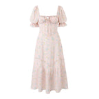 Women's Ruffle-Trim Floral Square-Neck Puff-Sleeve Dress