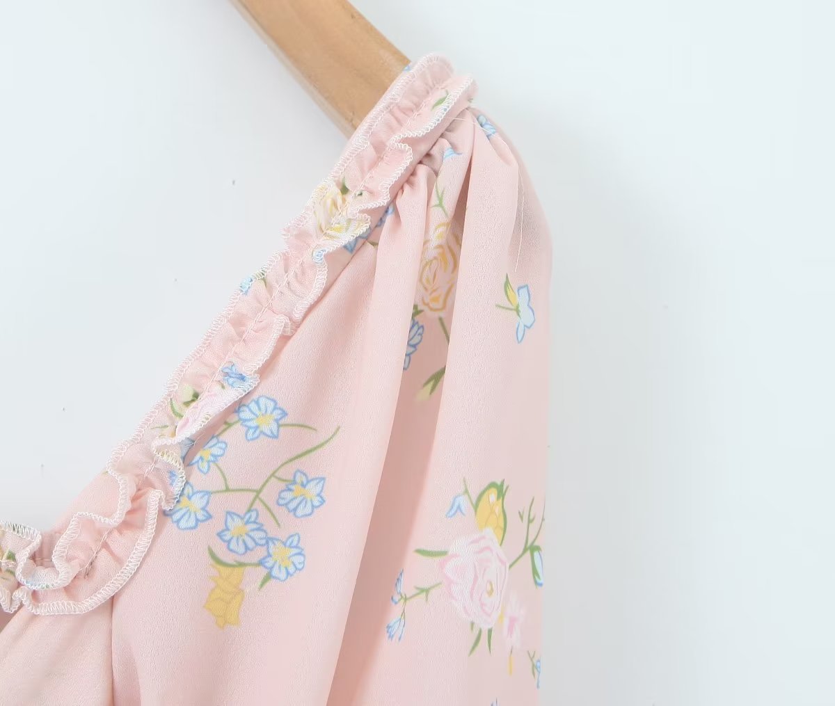 Women's Ruffle-Trim Floral Square-Neck Puff-Sleeve Dress