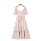 Women's Ruffle-Trim Floral Square-Neck Puff-Sleeve Dress