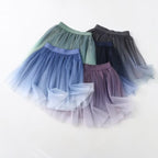 Elastic Waist Three Layer Tulle Gradient Color Mesh Skirt