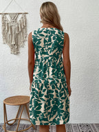 Bohemian Fashion Loose V-Neck Pleated Print Dress