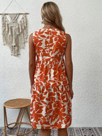 Bohemian Fashion Loose V-Neck Pleated Print Dress