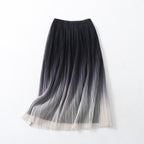 Elegant Graceful Gradient Color Pleated Spring Summer Skirt