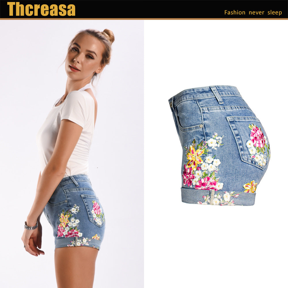 Wide Leg Stretch 3D Exquisite Embroidered Skirt