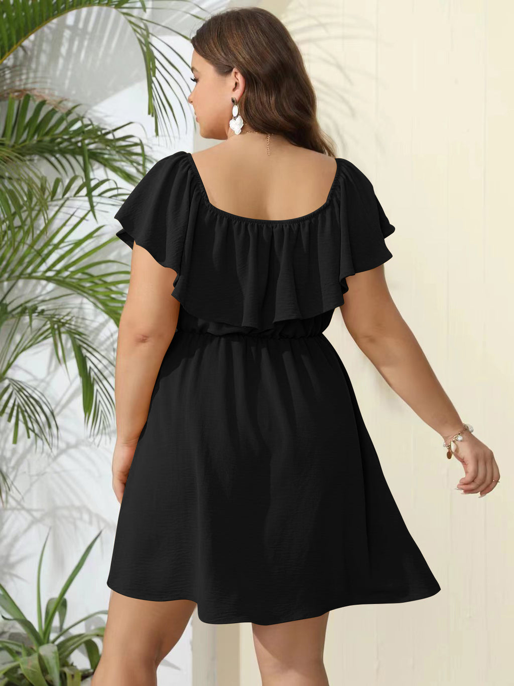 One-Shoulder Ruffle-Detail Dress