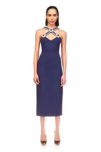 Women's Royal Blue Rhinestone V-Neck Split Maxi Dress
