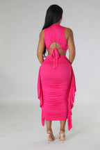 Women's Solid Color High Waist Vest and Skirt Two-Piece Set
