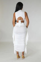 Women's Solid Color High Waist Vest and Skirt Two-Piece Set
