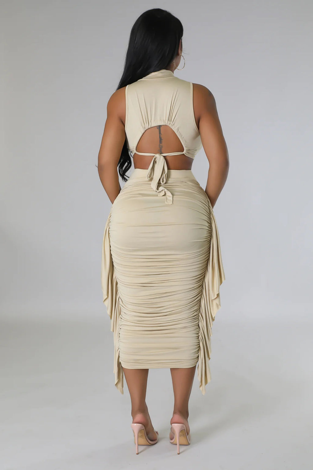 Women's Solid Color High Waist Vest and Skirt Two-Piece Set