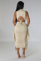 Women's Solid Color High Waist Vest and Skirt Two-Piece Set