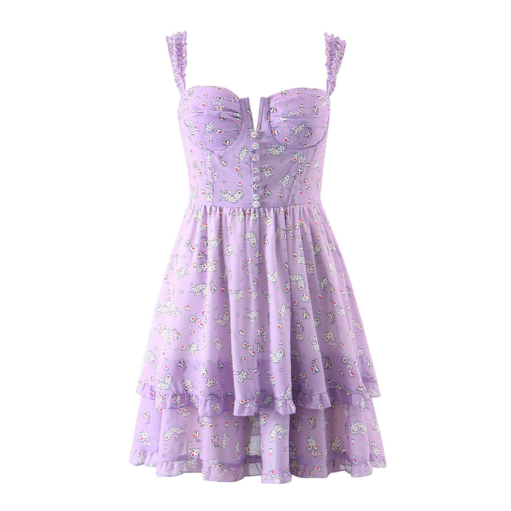 Printed Tiered Slip Dress